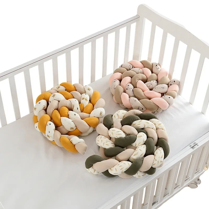 

190cm Baby Bed Bumper Protector Newborn Braid Knot Pillow Cushion Bumper For Infant Bebe Crib Protector Cot Bumper Room Decor