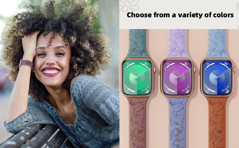 Floral Engraved Strap For Apple Watch Band 40mm 44mm 41mm 49mm 45mm 46mm silicone bracelet iwatch series 10 9 7 3 se 6 8 ultra 2 Floral Engraved Strap For Apple Watch Band 40mm 44mm 41mm 49mm 45mm 46mm silicone bracelet iwatch series 10 9 7 3 se 6 8 ultra 2