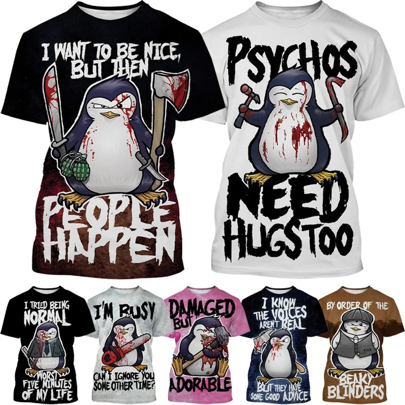 2023 Fashion Unisex Harajuku Style Street T-Shirt Crazy Penguin 3D Printed Short Sleeve Summer New Crime Penguins Text Print Top
2023 Fashion Unisex Harajuku Style Street T-Shirt Crazy Penguin 3D Printed Short Sleeve Summer New Crime Penguins Text Print Top