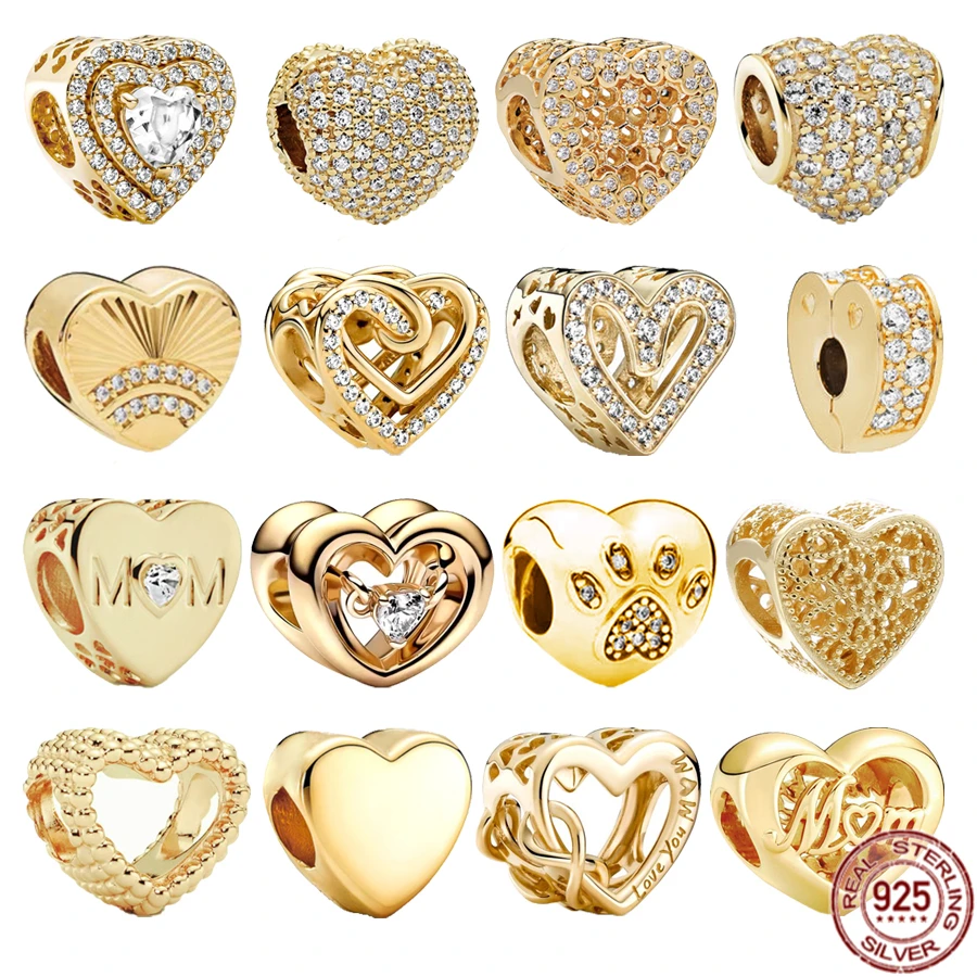 Sparkling Golden Series Heart Shape Charm Beads 925 Sterling Silver Women DIY Fashion Jewelry Gift Fit Original Pandora Bracelet
Sparkling Golden Series Heart Shape Charm Beads 925 Sterling Silver Women DIY Fashion Jewelry Gift Fit Original Pandora Bracelet