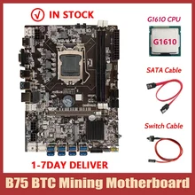 carte mère de minage, CPU G1610, câble SATA, câble de commutation LGA1155, 8 * PCIE vers USB DDR3 B75=