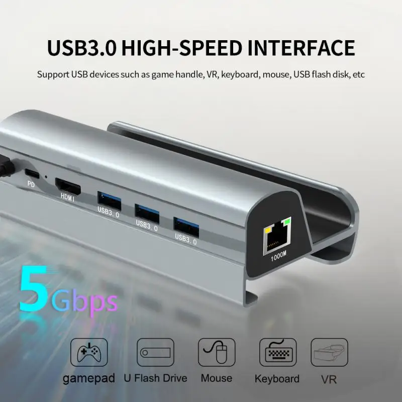 

Steam Deck Dock 6 In 1 Steam Deck Docking Station Stand Accessories 4K 60Hz Gigabit Ethernet 1000Mbps PD 60W Hub Extender Games