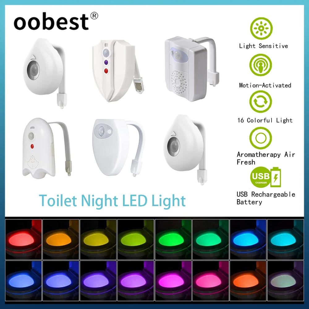 

LED Toilet Night Light PIR Motion Activated Seat Sensor 8 Colors Changing Night Lamp Toilet Bowl Lighting For Bathroom Washroom
