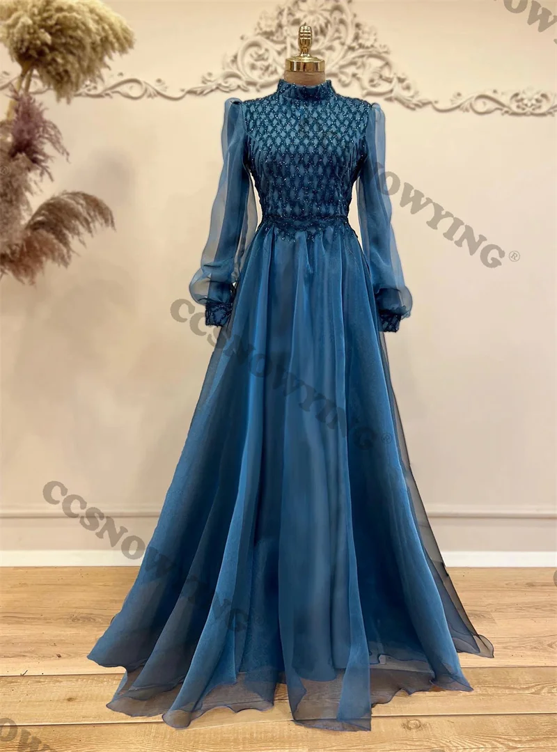 Fashion Appliques Long Sleeve High Neck Tulle Muslim Evening Dresses Formal Party Hijab Women Arabic Kaftan Robe
Fashion Appliques Long Sleeve High Neck Tulle Muslim Evening Dresses Formal Party Hijab Women Arabic Kaftan Robe