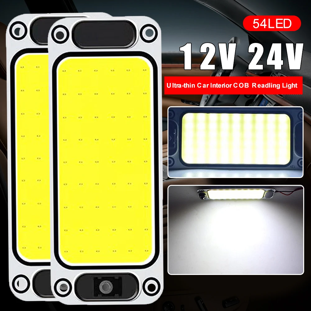 12V 24V 54LED Car Interior Reading Light COB Roof Celing Panel Lamp High Brightness Dome Map Light With Switch For Car Trunk
12V 24V 54LED Car Interior Reading Light COB Roof Celing Panel Lamp High Brightness Dome Map Light With Switch For Car Trunk