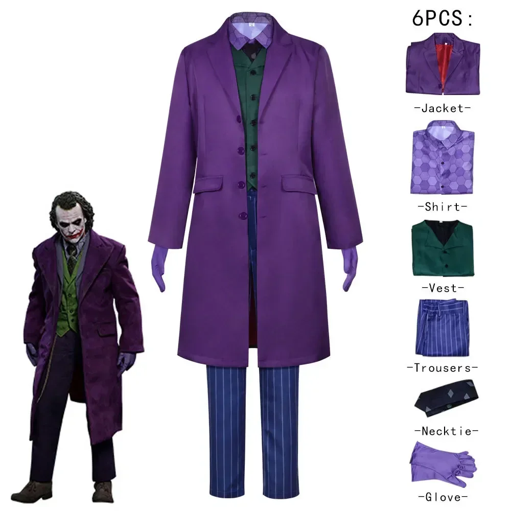 Movie TV Dark Knight Joker Clown Cosplay Costumes Joker Heath Ledger Suit Purple Jacket Uniform Halloween Costumes Clothing
Movie TV Dark Knight Joker Clown Cosplay Costumes Joker Heath Ledger Suit Purple Jacket Uniform Halloween Costumes Clothing