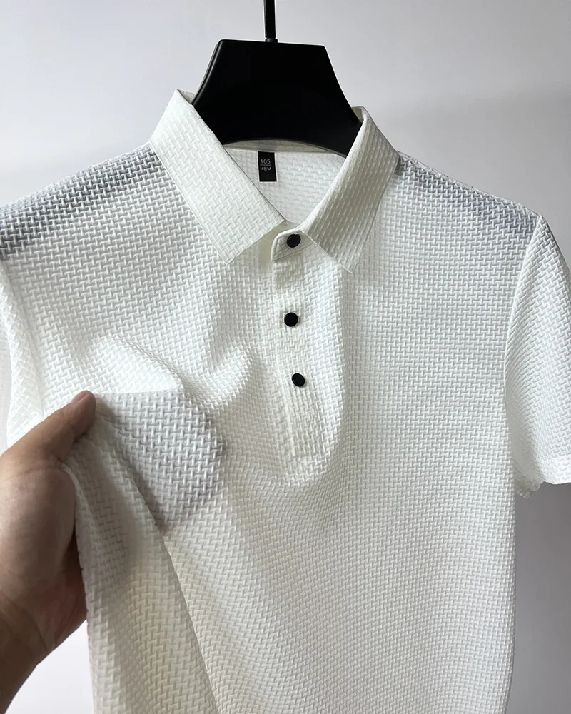 Summer New Men's Short Sleeve T-shirt Cool and Breathable POLO Shirt Business Casual Sweat-absorbing Top
Summer New Men's Short Sleeve T-shirt Cool and Breathable POLO Shirt Business Casual Sweat-absorbing Top