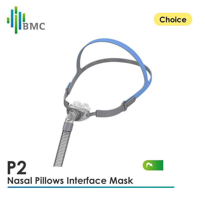 

BMC CPAP P2 Nasal Pillows Mask With 3 Sizes Cushions Respirator Tube for Air Breathing Sleeping Apnea Anti Snoring Device