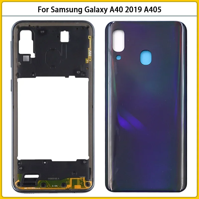 

New For Samsung Galaxy A40 2019 A405 SM-A405F A405DS Middle Frame Bezel Battery Back Cover Rear Door A40 Housing Case Replace