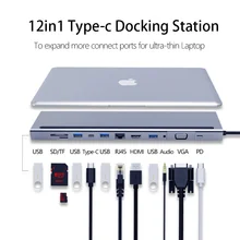 12 in 1 USB C Hub USB3.0 Type-c Data Transfer SD/TF Card Reader RJ45 3.5mm Audio PD Charge Type C to HDMI 4K VGA Docking Station
12 in 1 USB C Hub USB3.0 Type-c Data Transfer SD/TF Card Reader RJ45 3.5mm Audio PD Charge Type C to HDMI 4K VGA Docking Station