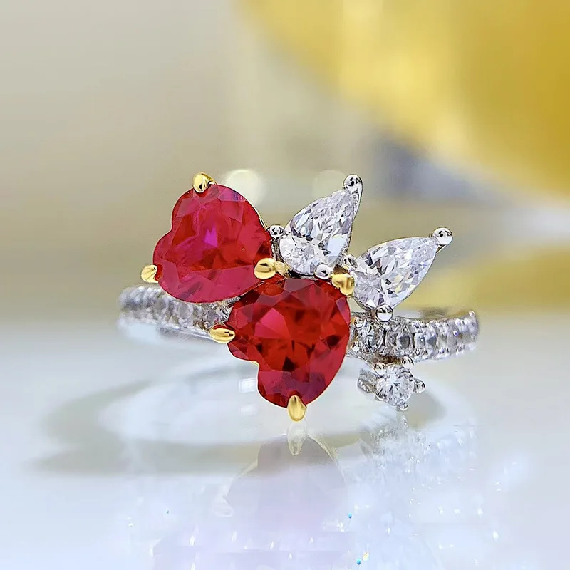 925 Silver Love Pigeon Blood Red 6 * 6 Heart shaped Ring, Grand Light Luxury Personalized Instagram Wholesale
925 Silver Love Pigeon Blood Red 6 * 6 Heart shaped Ring, Grand Light Luxury Personalized Instagram Wholesale