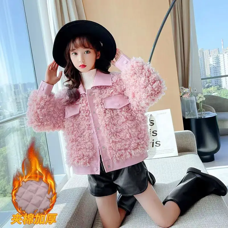 New Teenager PU splicing Fashion Baby Girl Winter Child Warm Sheep Like Coat Outwear Cotton 4 6 8 10 12Y
New Teenager PU splicing Fashion Baby Girl Winter Child Warm Sheep Like Coat Outwear Cotton 4 6 8 10 12Y