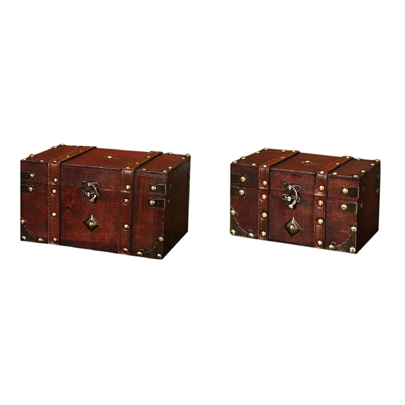 2 Pcs Retro Treasure Chest Vintage Wooden Storage Box Antique Style Jewelry Organizer Big & Small
2 Pcs Retro Treasure Chest Vintage Wooden Storage Box Antique Style Jewelry Organizer Big & Small