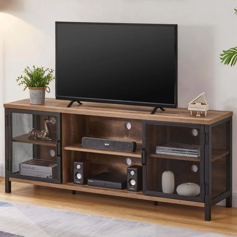 FATORRI Industrial Entertainment Center for TVs up to 65 Inch, Rustic Wood TV Stand, Large TV Console and TV Cabinet for Living 
FATORRI Industrial Entertainment Center for TVs up to 65 Inch, Rustic Wood TV Stand, Large TV Console and TV Cabinet for Living
