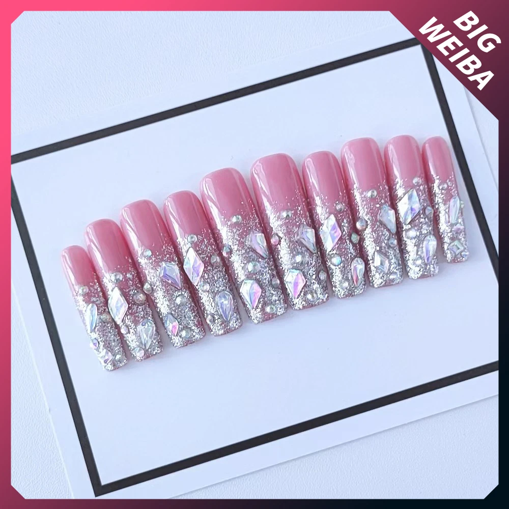 Fashion Pink 45Mm Pure Handmade False Nails Gradient Rhinestone Sparkling European American Style Ballerina Press On Nails Tip
Fashion Pink 45Mm Pure Handmade False Nails Gradient Rhinestone Sparkling European American Style Ballerina Press On Nails Tip