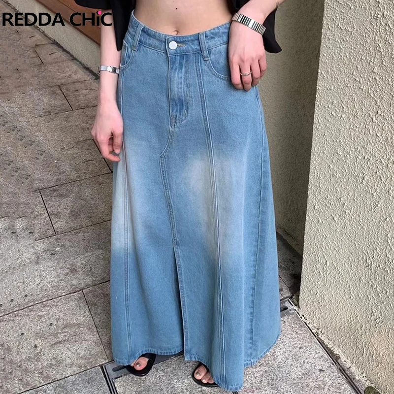 Женская джинсовая юбка макси REDDACHiC с разрезом спереди, повседневная простая синяя джинсовая длинная юбка большого размера, Корейская уличная одежда
Женская джинсовая юбка макси REDDACHiC с разрезом спереди, повседневная простая синяя джинсовая длинная юбка большого размера, Корейская уличная одежда