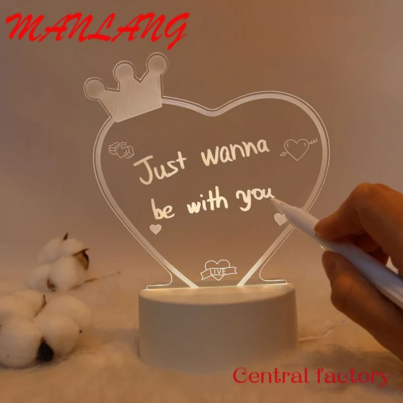 Custom Rewritable Memo 3d Acrylic Desk Lamp Personalized Heart Blank Message Panel Note Board Write Led Night Light With Base
Custom Rewritable Memo 3d Acrylic Desk Lamp Personalized Heart Blank Message Panel Note Board Write Led Night Light With Base