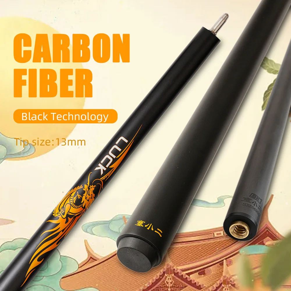 

Sai Xiaoer Black technology Punch Carbon Fiber Cue 13mm 58'' Bakelit Tip 1/2 Break Cue Uniloc Pin Joint Billiard Table Cue