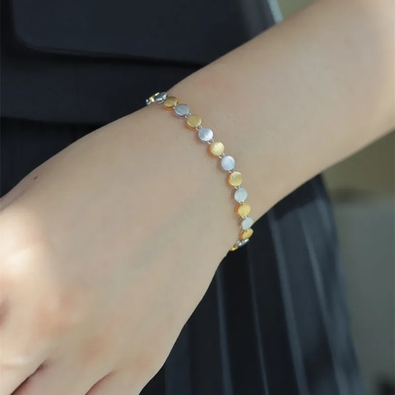 UBESTNICE Real 18K Double Color Gold Handmade Wire Drawing Craft Macaron Link Bracelets AU750 Fine Jewelry For Women Party Gift
UBESTNICE Real 18K Double Color Gold Handmade Wire Drawing Craft Macaron Link Bracelets AU750 Fine Jewelry For Women Party Gift