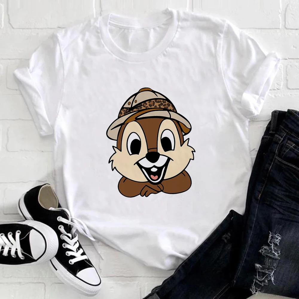 

Disney Chip 'n' Dale Animal Kingdom Vacay Mode T Shirt Women 2023 Summer Travel Tops O-neck Thin T-Shirt American Style Trend