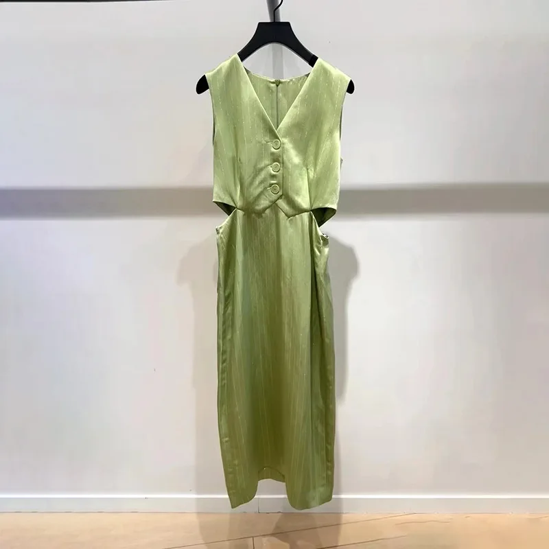 Women's Dresses Striped V-neck Zipper Waist Hollow Out Hotsweet 2024 Summer Ladies Sleeveless Split Robe
Women's Dresses Striped V-neck Zipper Waist Hollow Out Hotsweet 2024 Summer Ladies Sleeveless Split Robe