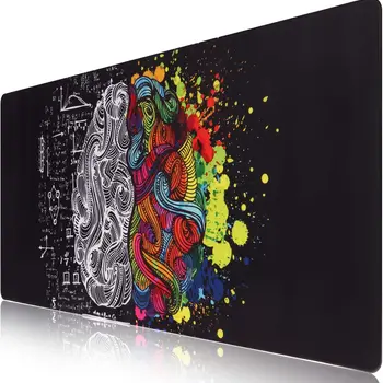 Extended Mouse Pad 35.4x15.7 in Large 3mm Non-Slip Rubber Base Mousepad with Stitched Edges Waterproof -Left and Right Brain
