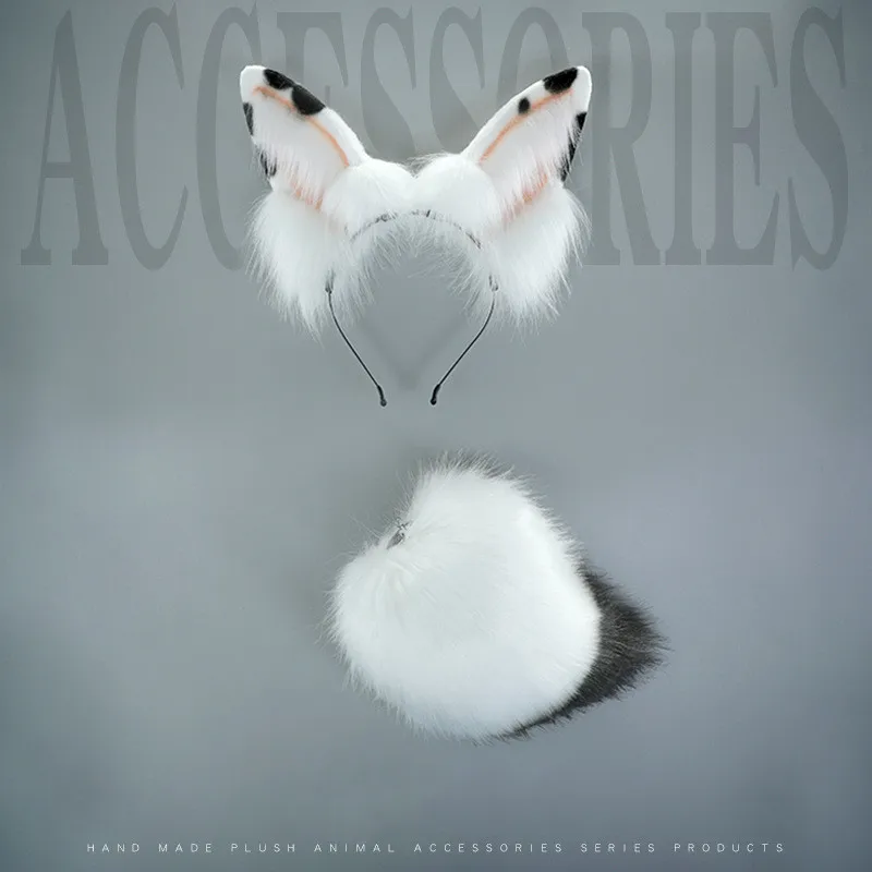 

Foldable Furry Bunny Ears Realistic Headband Plush Beast Tail Cosplay Lolita Hand-made Animal Ear Headwear Kawaii Accessories