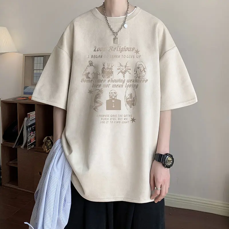 Imitation suede short sleeved T-shirt for men in summer American retro half sleeved large size rose print half sleeved shirt y2k
Imitation suede short sleeved T-shirt for men in summer American retro half sleeved large size rose print half sleeved shirt y2k