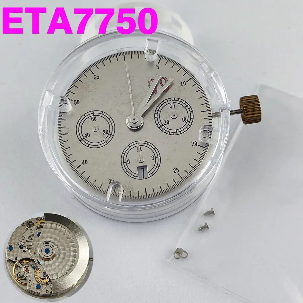 

7750 Watch 6 Hands Automatic Movement 6 o'clock Date Chronograph Mechanical Movement For ETA 7750 Movement Watch Reaplace parts