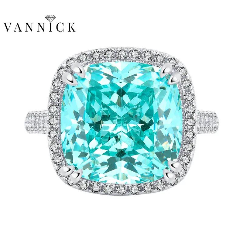 VANNICK 12*12mm Aquamarine High Carbon Diamond Ring 925 Sterling Silver Cushion Shape Gemstone Women Gifts Jewelry Free Shipping
VANNICK 12*12mm Aquamarine High Carbon Diamond Ring 925 Sterling Silver Cushion Shape Gemstone Women Gifts Jewelry Free Shipping