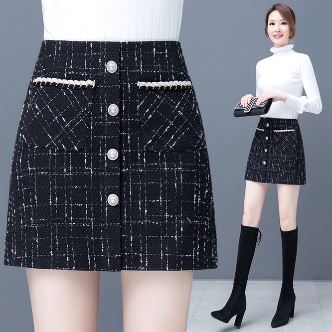 Spring Autumn New Korean Short Skirt Female High Waist Thin Wrap Hip A-shaped Lattice Skirt Girl Student Printing Fashion Black
Spring Autumn New Korean Short Skirt Female High Waist Thin Wrap Hip A-shaped Lattice Skirt Girl Student Printing Fashion Black
