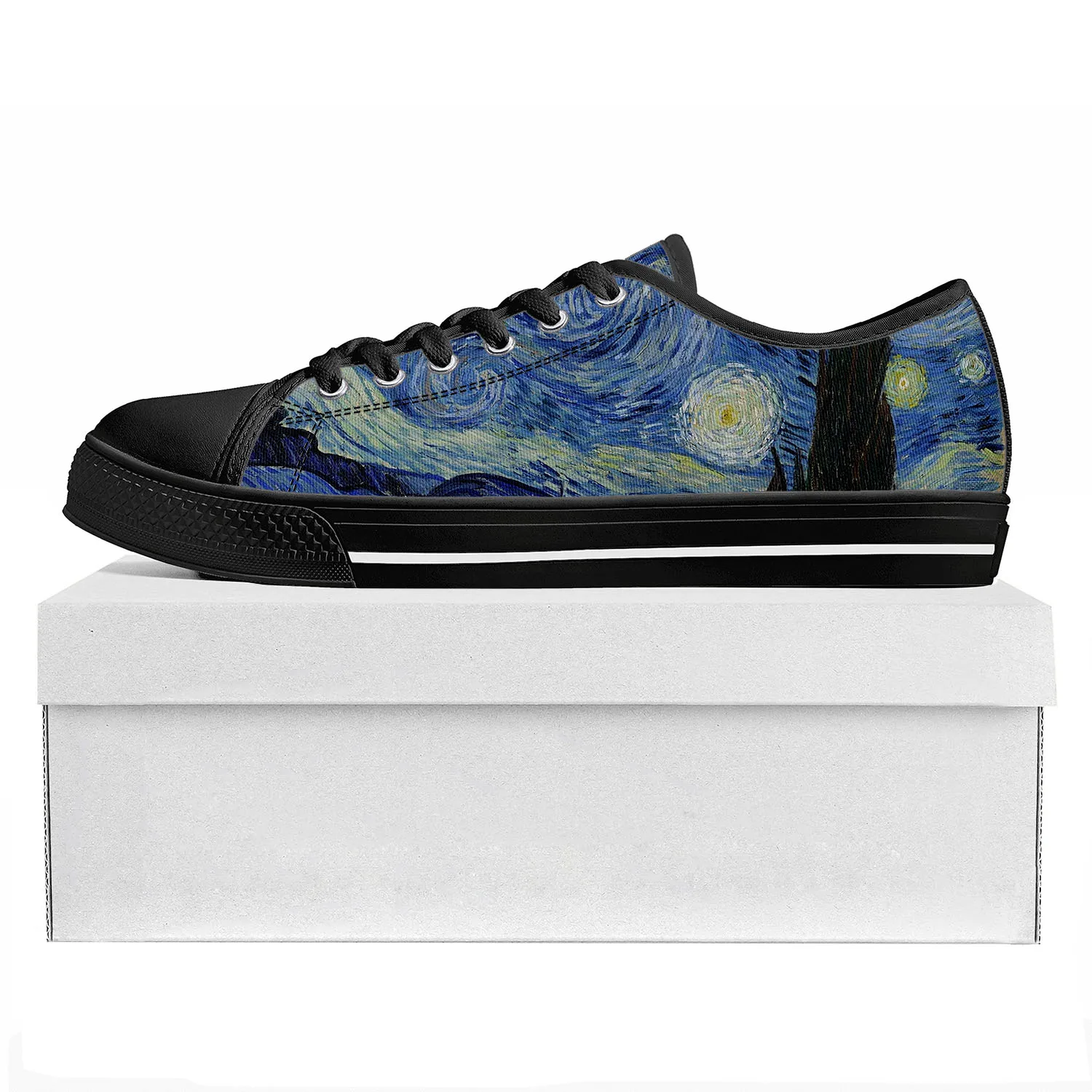 

Ван Гог масляная краска Звездная ночь Низкий Топ Высокое качество спортивная обувь для мужчин женщин подростков холщовая обувь пара обувь на заказ