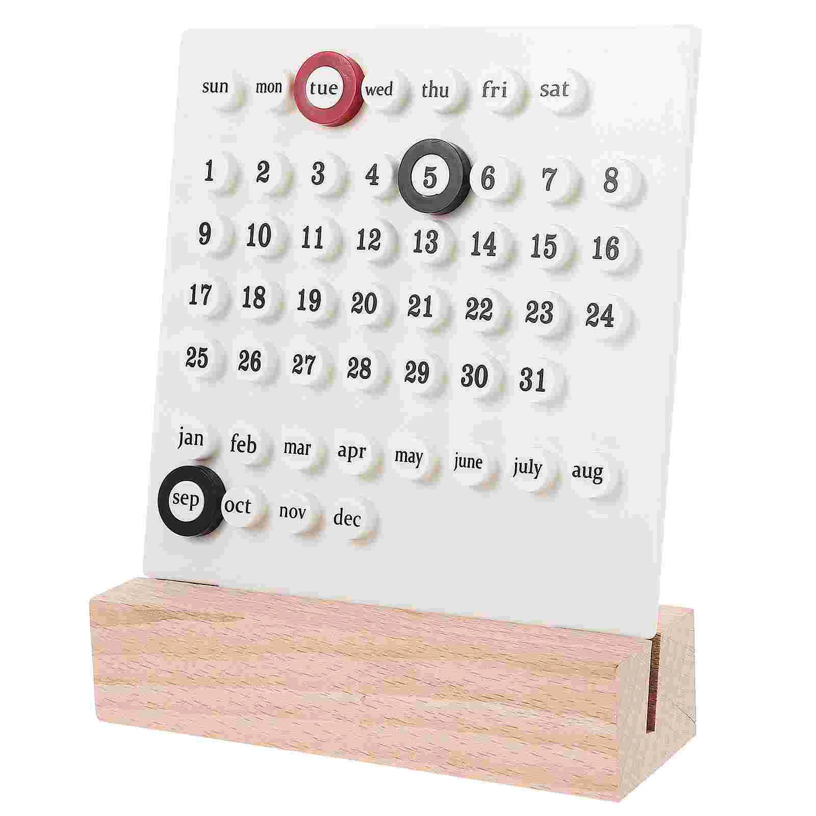 

Wood Perpetual Calendar Montessori Calendar Cute Desk Calendar Adjustable Week Month Date Display Calendar Home Office Desk