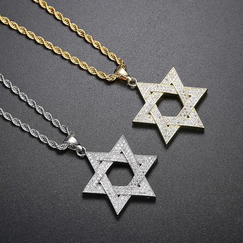 New Fashion Ice Crystal Zircon Star of David Pendant Hexagon Necklace Men Women Trend Charm Hip Hop Amulet Jewelry Gift
New Fashion Ice Crystal Zircon Star of David Pendant Hexagon Necklace Men Women Trend Charm Hip Hop Amulet Jewelry Gift