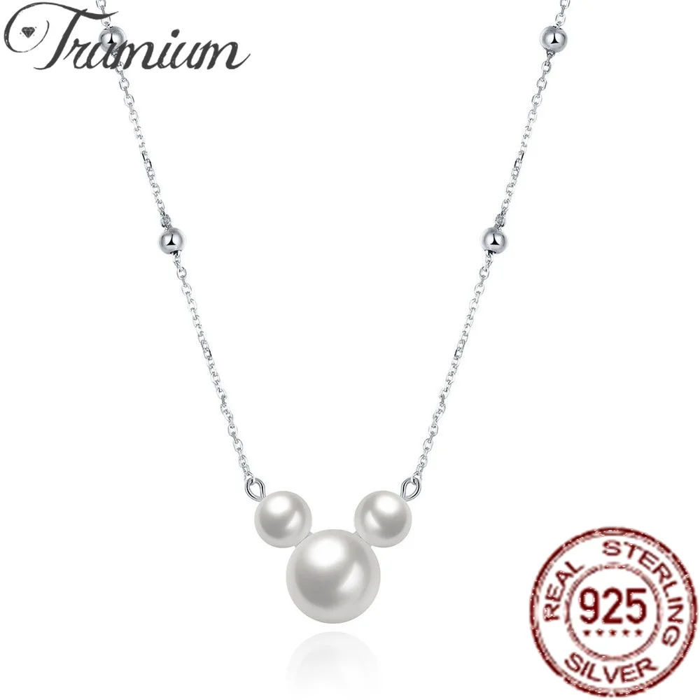 Trumium 100% 925 Sterling Silver Pearl Necklaces & Pendants For Women Girls Fashion Wedding Chain Mickey head Charm Necklace
Trumium 100% 925 Sterling Silver Pearl Necklaces & Pendants For Women Girls Fashion Wedding Chain Mickey head Charm Necklace
