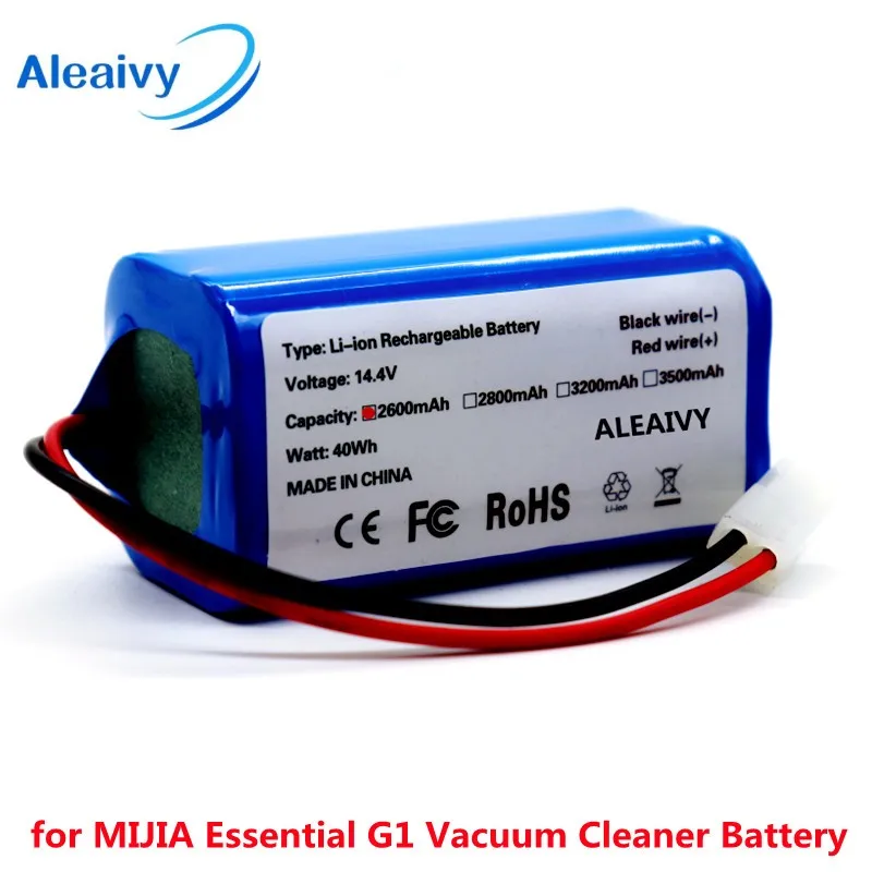 Aleaivy 14.4v 2600mAh Rechargeable Li-ion Battery for MIJIA Mi Robot Vacuum-Mop Essential G1 Vacuum Cleaner 18650 Battery Pack
Aleaivy 14.4v 2600mAh Rechargeable Li-ion Battery for MIJIA Mi Robot Vacuum-Mop Essential G1 Vacuum Cleaner 18650 Battery Pack