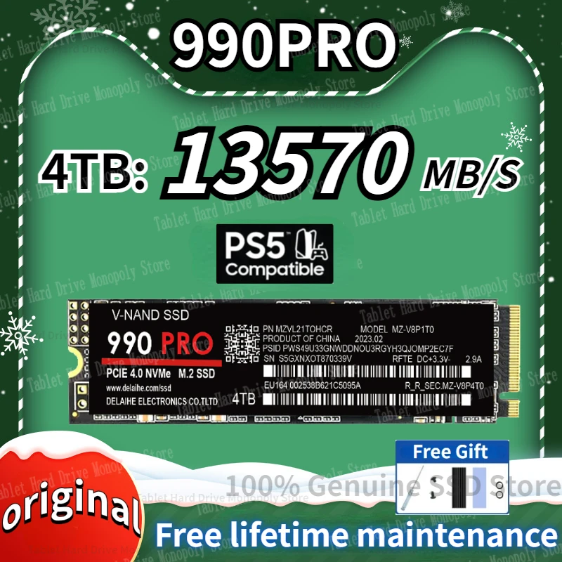 NEW Original Brand 990PRO 1TB 2TB 4TB SSD M2 2280 PCIe 5.0 NVME Solid State high speed Hard Disk or Game Console/laptop/PC/PS5
NEW Original Brand 990PRO 1TB 2TB 4TB SSD M2 2280 PCIe 5.0 NVME Solid State high speed Hard Disk or Game Console/laptop/PC/PS5