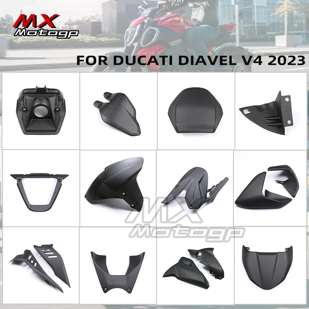 

For DUCATI Diavel V4 2023 Carbon Fiber Motorcycle Front Fairing Mudguard Side Panel Tail Hump Guard Cowling Modified Accessories