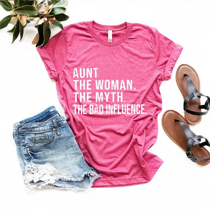 Best Aunt Shirt Myth The Bad Influence Gift For Auntie Cotton Fashion Shirts Plus Size O Neck Graphic T-shirt Short Sleeve Top 
Best Aunt Shirt Myth The Bad Influence Gift For Auntie Cotton Fashion Shirts Plus Size O Neck Graphic T-shirt Short Sleeve Top