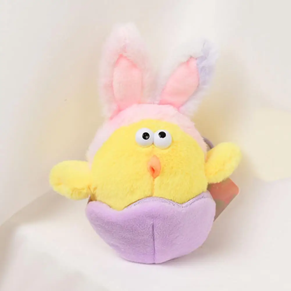 

Plush Toy Fuzzy Soft Mini Plush Chicken Doll Diy Keychain Pendant Backpack Ornament Easter Gift with Rabbit Ear Chick for Kids