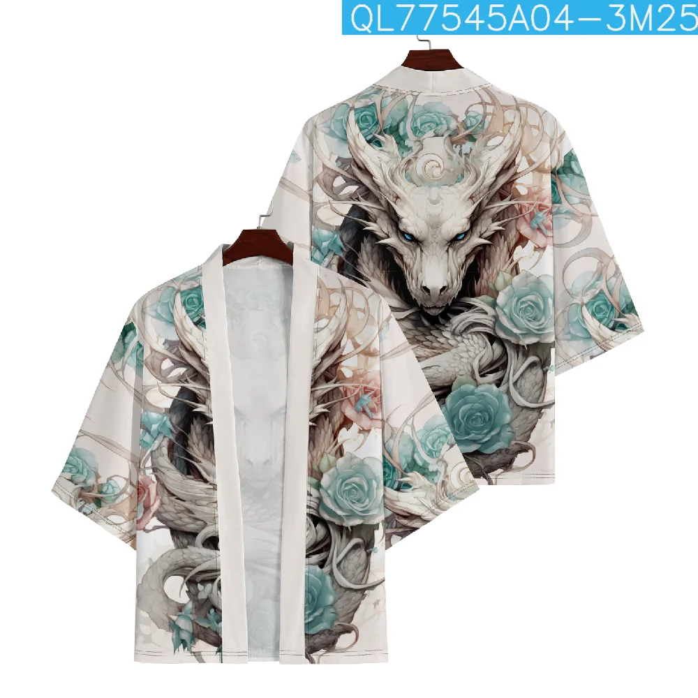 

Chinese Style Dragon Print Traditional Kimono Streetwear Women Men Cardigan Yukata Shirts Haori Cosplay Clothing 6XL 5XL 4XL