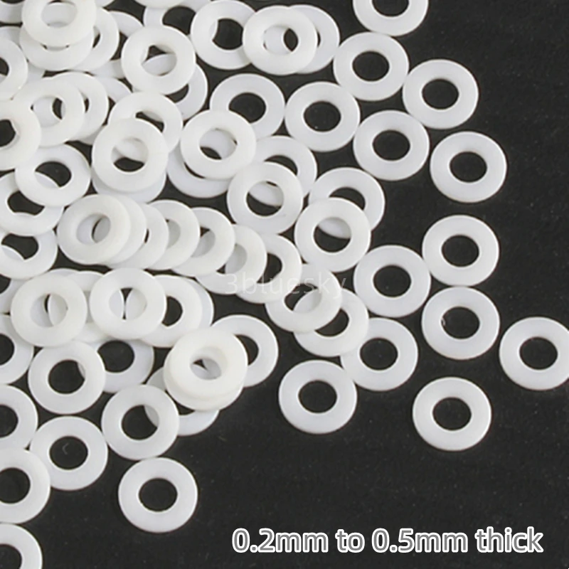 

100x PTFE Shim Precise Flat Washers Spacer ID 1mm to ID 4.3mm 0.2mm 0.3mm 0.4mm 0.5mm Thick Heat-resistant Ring Gasket White