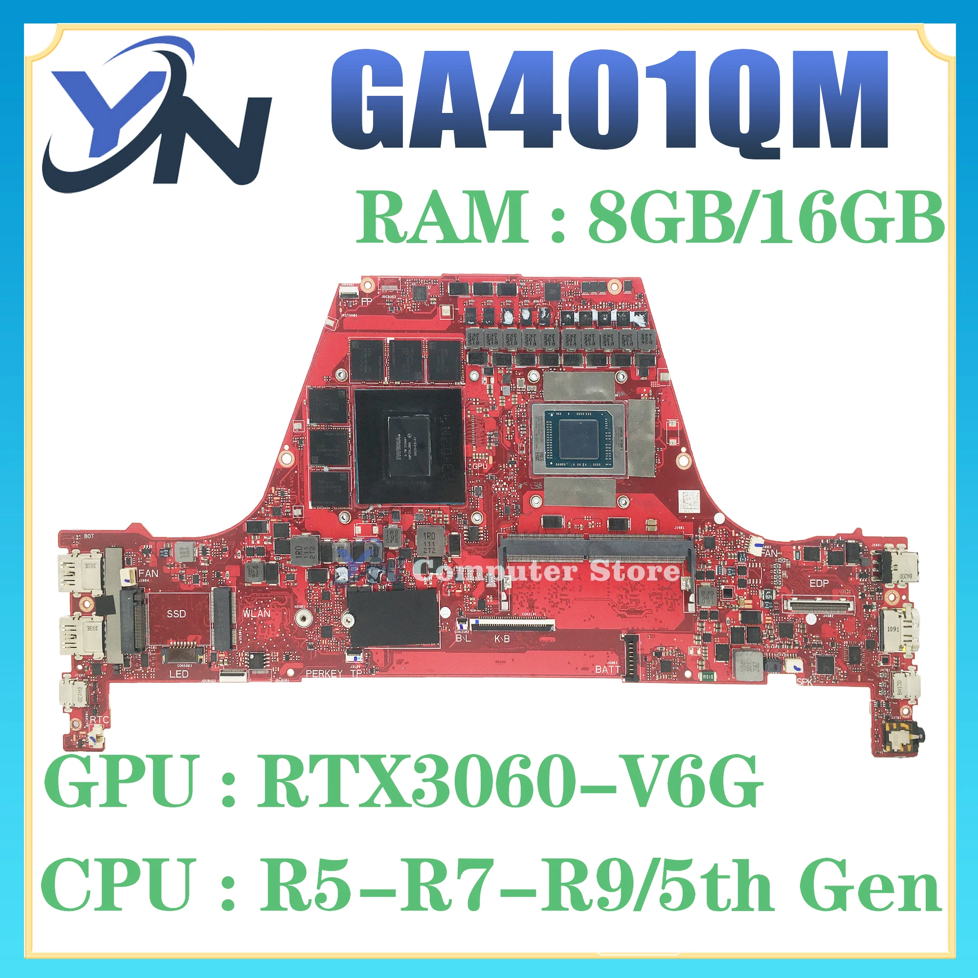 

GA401Q Mainboard For ASUS GA401QM GA401QC GA401QE GA401QEC Laptop Motherboard R5 R7 R9 RTX3060/V6G RTX3050/RTX3050Ti-V4G