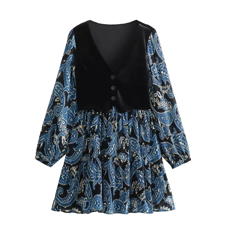 TRAF Women's Elegant Mini Dresses Chic Velvet Vest Printed Dress Pretty Long Sleeves V-Neck Dress Elastic Waist Buttons Vestidos
TRAF Women's Elegant Mini Dresses Chic Velvet Vest Printed Dress Pretty Long Sleeves V-Neck Dress Elastic Waist Buttons Vestidos