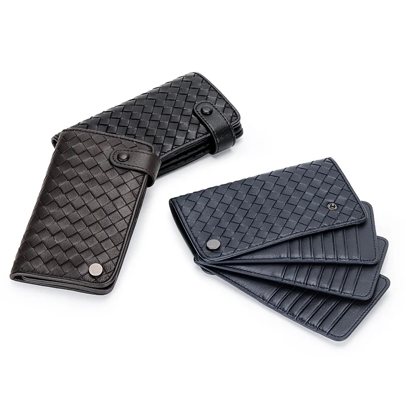 

Card Bag Men's and Women's Three-page Woven SheepskinSleeve Large Capacity 42-slot Leather Business Card Holder Credit Card Case