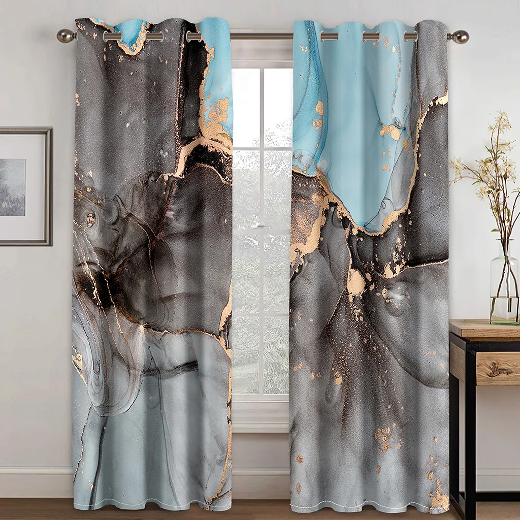 

Luxury Color Gold Texture Curtains Dali Texture Sunshade Curtains 2 Panels Modern Home Living Room Bedroom Decor Curtains