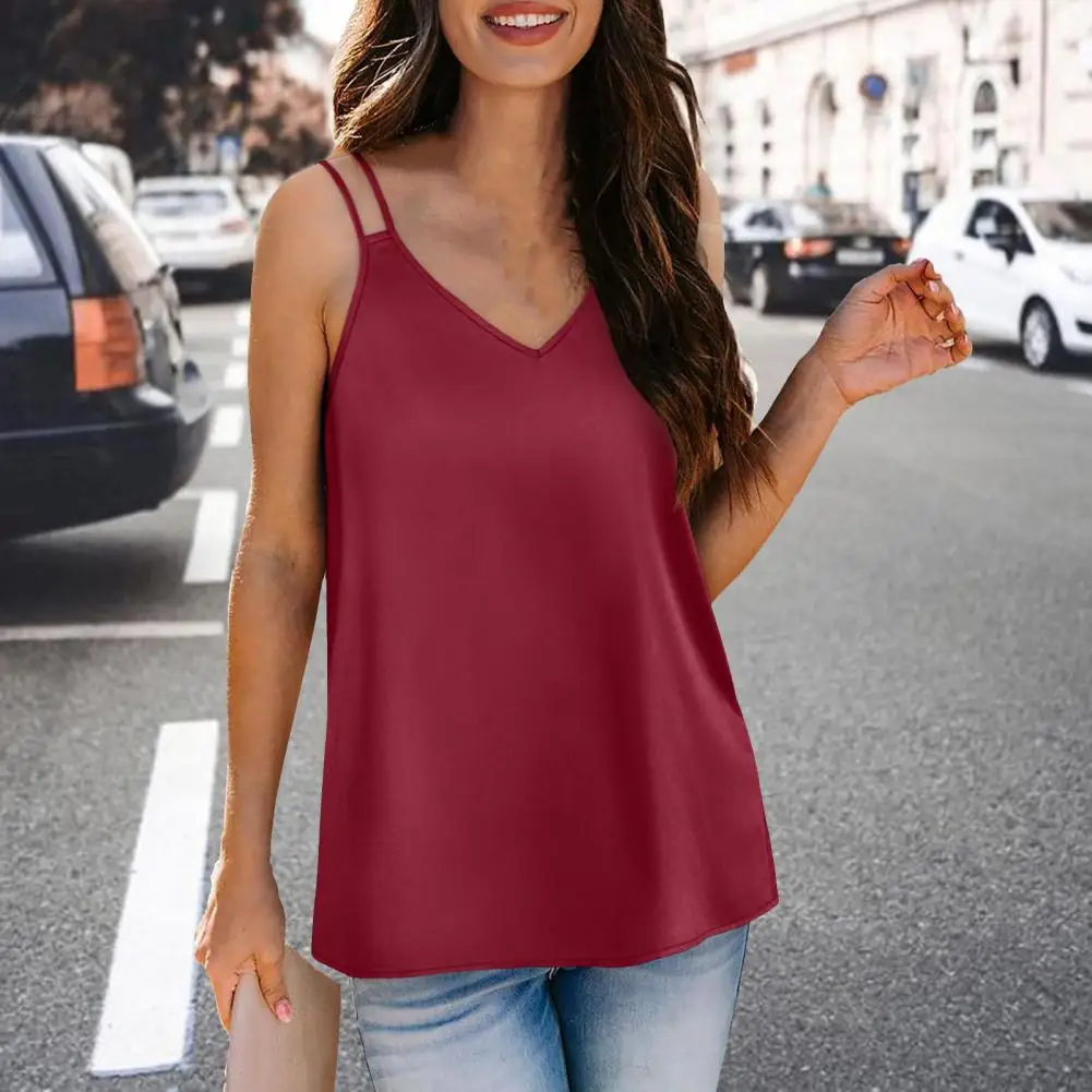 

Women Vest Top Stylish Women's V-neck Tank Tops For Summer Camisole With Loose Fit Smooth Fabric Pullover Tops For A Chic Look