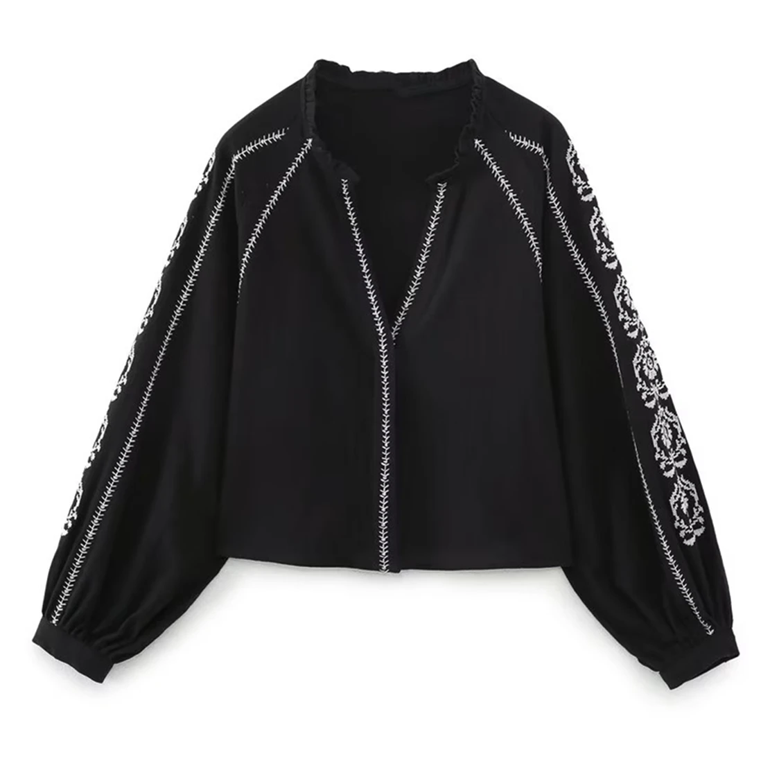 Elmsk Bohemian Style Vintage Embroideried V-neck Loose Casual Shirt Black Color Cotton Blouse Women Tops
Elmsk Bohemian Style Vintage Embroideried V-neck Loose Casual Shirt Black Color Cotton Blouse Women Tops