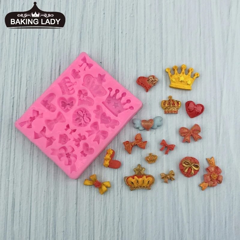 

Cartoon Crown & Bow Tie Silicone Fondant Cake Mold Cupcake Jelly Candy Chocolate cake Decoration Baking Tool Moulds Cupcake DIY