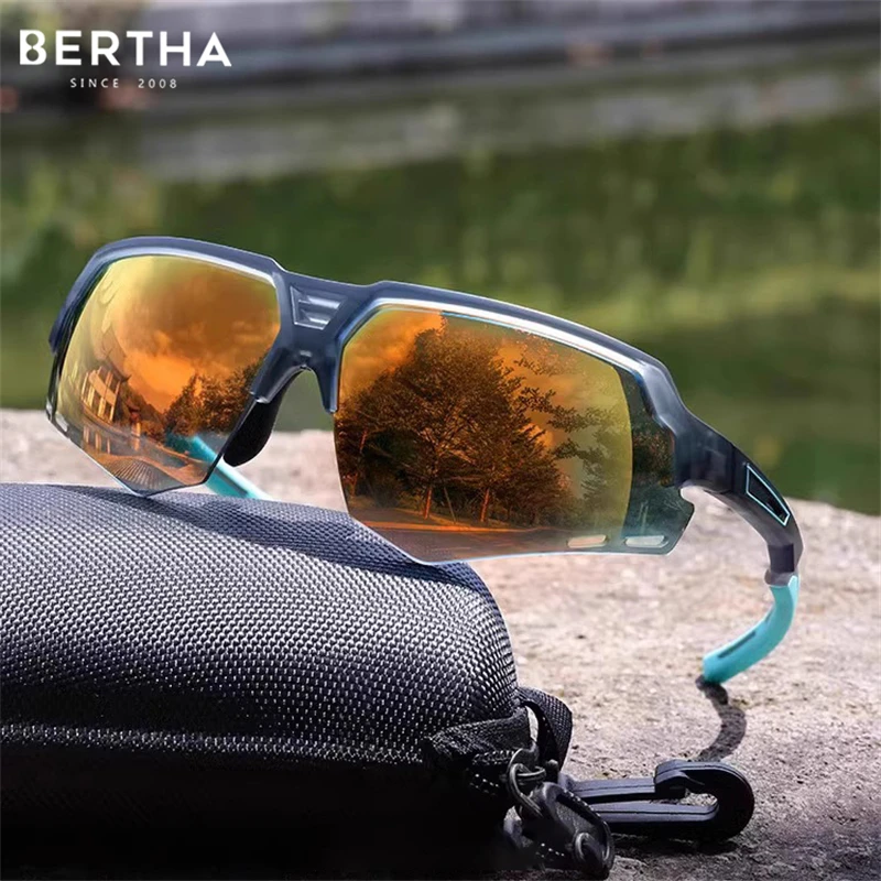

BERTHA Myopia Riding Glasses Outdoor Sports Sunglasses Men's Running Goggles Windproof Anti-UV Color-Changing Sunglasses